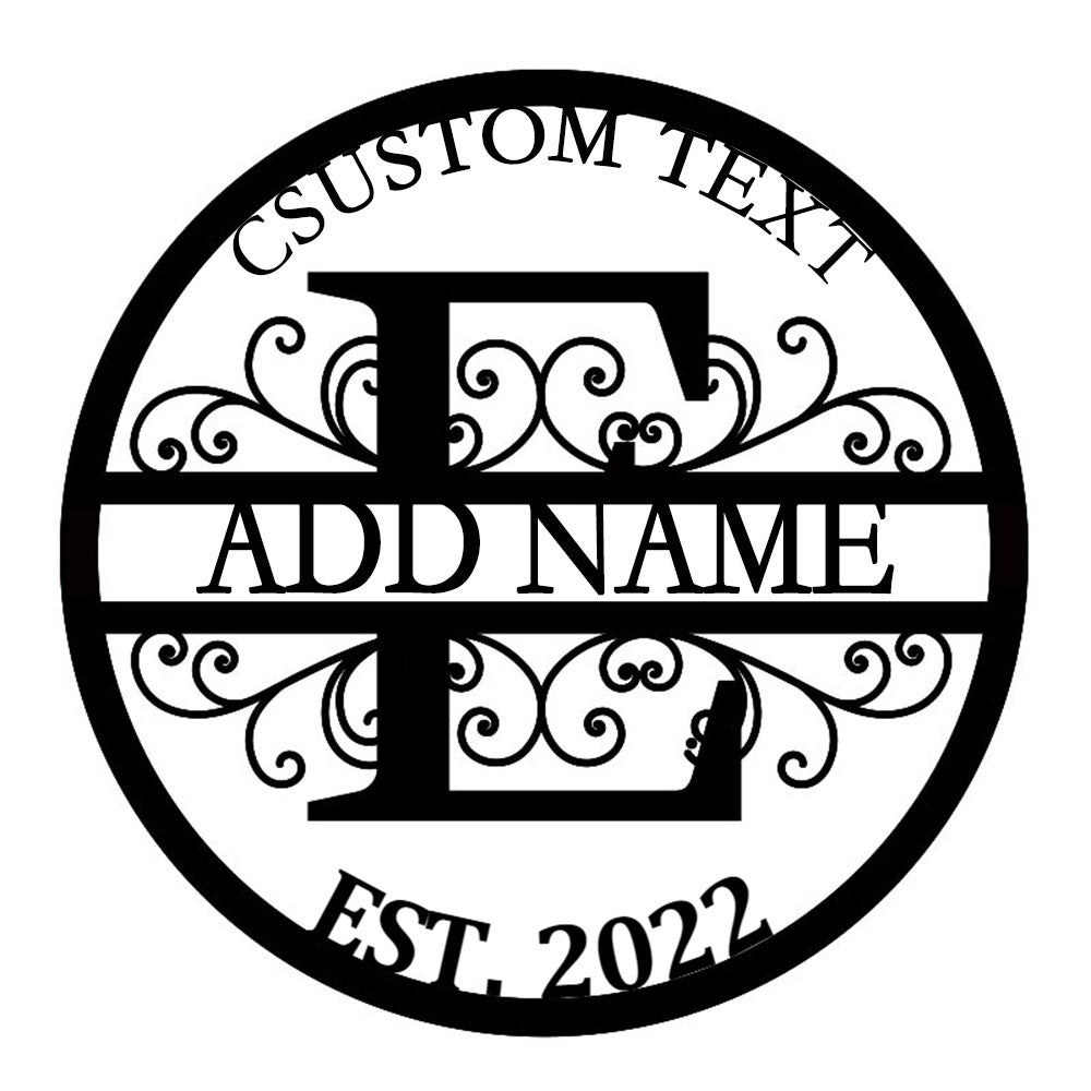 Personalized Initial Name Monogram metal wall sign displayed on the wall