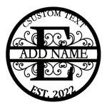 Personalized Initial Name Monogram metal wall sign displayed on the wall