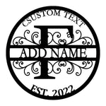 Personalized Initial Name Monogram metal wall sign displayed on the wall