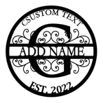 Personalized Initial Name Monogram metal wall sign displayed on the wall