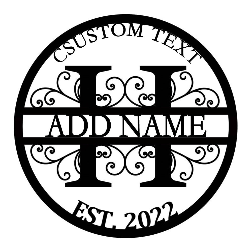 Personalized Initial Name Monogram metal wall sign displayed on the wall