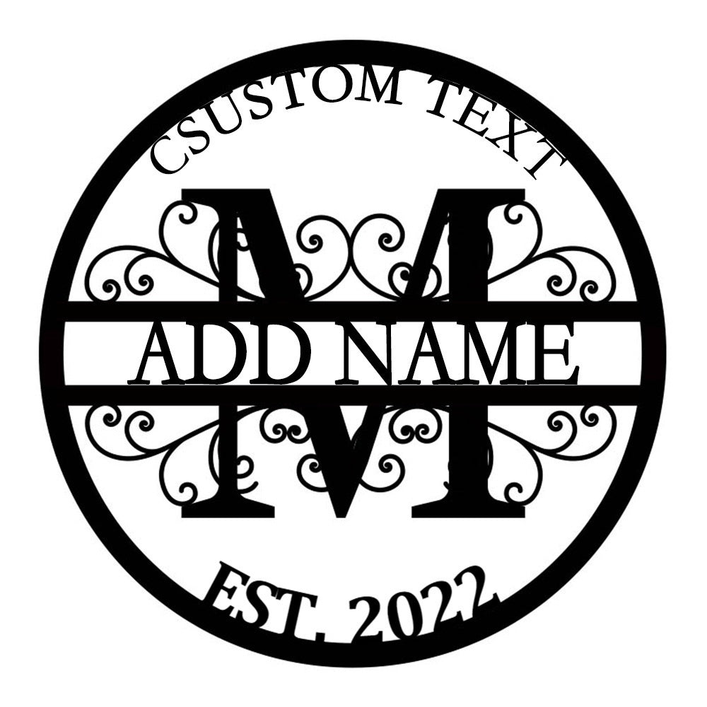 Personalized Initial Name Monogram metal wall sign displayed on the wall