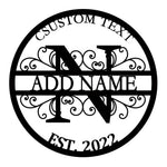 Personalized Initial Name Monogram metal wall sign displayed on the wall