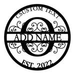 Personalized Initial Name Monogram metal wall sign displayed on the wall