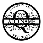 Personalized Initial Name Monogram metal wall sign displayed on the wall