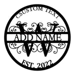 Personalized Initial Name Monogram metal wall sign displayed on the wall