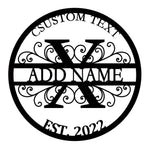 Personalized Initial Name Monogram metal wall sign displayed on the wall
