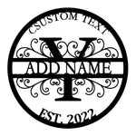Personalized Initial Name Monogram metal wall sign displayed on the wall