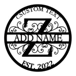 Personalized Initial Name Monogram metal wall sign displayed on the wall