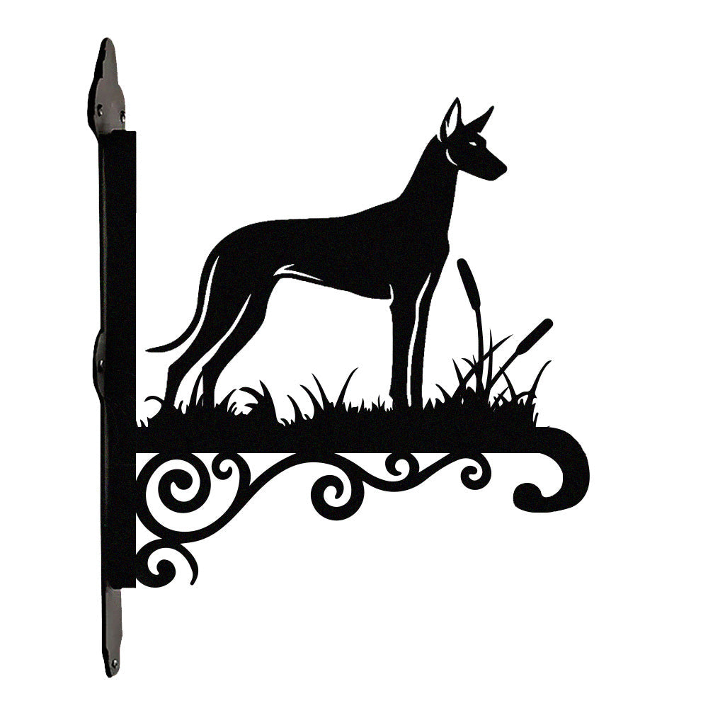 Pharaoh hound metal hanging basket bracket mounted on outdoor wall for plant decoration