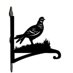 Pheasant bird metal hanging basket bracket mounted on outdoor wall for plant decoration