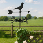 Pigeon metal weather vane with directional arrows and mounting rod, outdoor roof and garden decoration