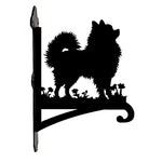 Pomeranian metal hanging basket bracket mounted on outdoor wall for plant decoration
