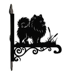 Pomeranian metal hanging basket bracket mounted on outdoor wall for plant decoration