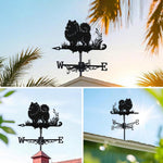 Pomeranian metal weather vane with directional arrows and mounting rod, outdoor roof and garden decoration
