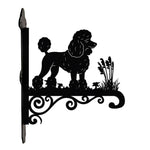 Poodle metal hanging basket bracket mounted on outdoor wall for plant decoration