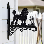 Poodle metal hanging basket bracket mounted on outdoor wall for plant decoration