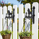 Poodle metal hanging basket bracket mounted on outdoor wall for plant decoration