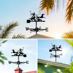 Poseidon metal weather vane with directional arrows and mounting rod, outdoor roof and garden decoration