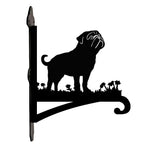 Pug metal hanging basket bracket mounted on outdoor wall for plant decoration
