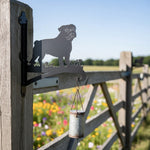 Pug metal hanging basket bracket mounted on outdoor wall for plant decoration