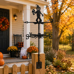 Pumpkin head metal weather vane with directional arrows and mounting rod, outdoor roof and garden decoration