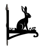 Rabbit metal hanging basket bracket mounted on outdoor wall for plant decoration