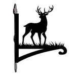 Reindeer metal hanging basket bracket mounted on outdoor wall for plant decoration