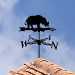 Rhino metal weather vane with directional arrows and mounting rod, outdoor roof and garden decoration