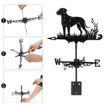 Rhodesian ridgeback metal weather vane with directional arrows and mounting rod, outdoor roof and garden decoration