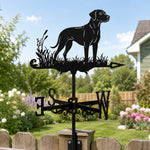 Rhodesian ridgeback metal weather vane with directional arrows and mounting rod, outdoor roof and garden decoration