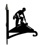 Roofer construction worker metal hanging basket bracket mounted on outdoor wall for plant decoration