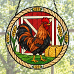 Rooster stained glass suncatcher window hanging, suitable for home and garden decoration