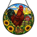 Rooster stained glass suncatcher window hanging, suitable for home and garden decoration