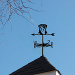Rottweiler metal weather vane with directional arrows and mounting rod, outdoor roof and garden decoration