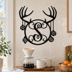 Personalized Initial Name Monogram metal wall sign displayed on the wall