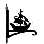 Sailing ship metal hanging basket bracket mounted on outdoor wall for plant decoration