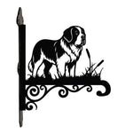 Saint bernard metal hanging basket bracket mounted on outdoor wall for plant decoration