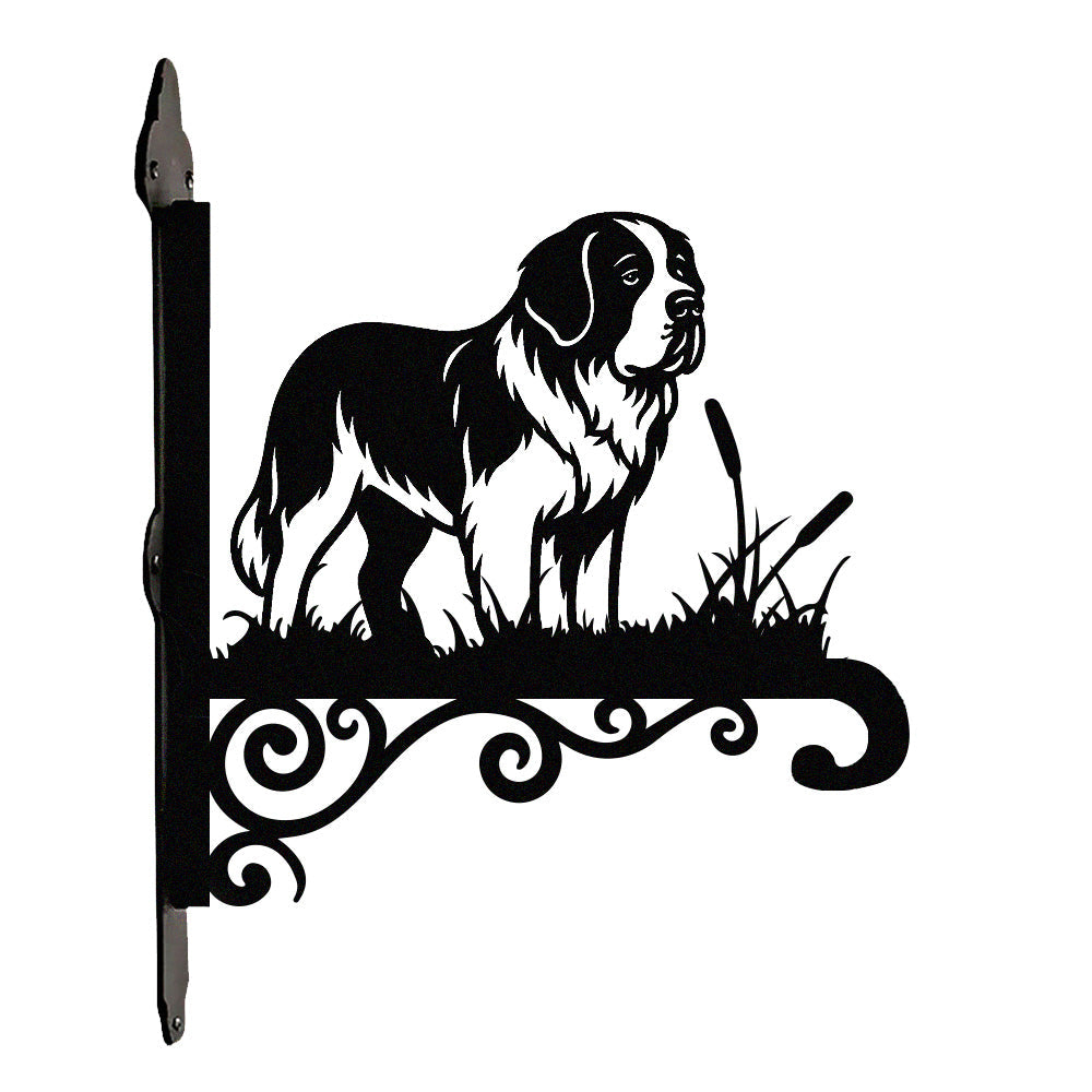 Saint bernard metal hanging basket bracket mounted on outdoor wall for plant decoration