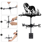 Saint bernard metal weather vane with directional arrows and mounting rod, outdoor roof and garden decoration