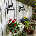 Saluki metal hanging basket bracket mounted on outdoor wall for plant decoration