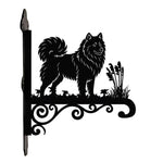 Samoyed metal hanging basket bracket mounted on outdoor wall for plant decoration