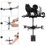 Samoyed metal weather vane with directional arrows and mounting rod, outdoor roof and garden decoration