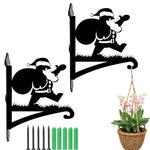 Santa claus metal hanging basket bracket mounted on outdoor wall for plant decoration