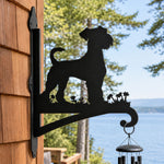 Schnauzer metal hanging basket bracket mounted on outdoor wall for plant decoration