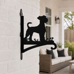 Schnauzer metal hanging basket bracket mounted on outdoor wall for plant decoration