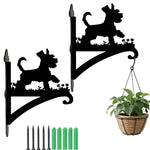 Schnauzer metal hanging basket bracket mounted on outdoor wall for plant decoration
