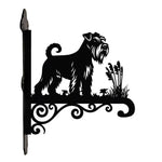 Schnauzer metal hanging basket bracket mounted on outdoor wall for plant decoration