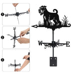 Schnauzer metal weather vane with directional arrows and mounting rod, outdoor roof and garden decoration
