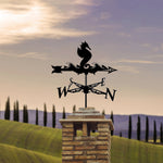 Seahorse metal weather vane with directional arrows and mounting rod, outdoor roof and garden decoration